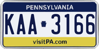 PA license plate KAA3166