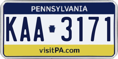 PA license plate KAA3171