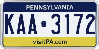 PA license plate KAA3172