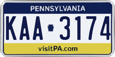 PA license plate KAA3174