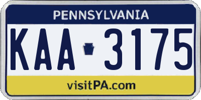 PA license plate KAA3175