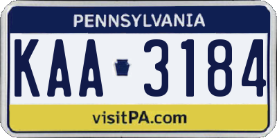 PA license plate KAA3184