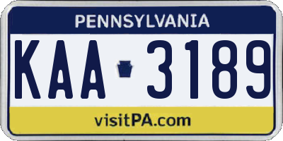 PA license plate KAA3189