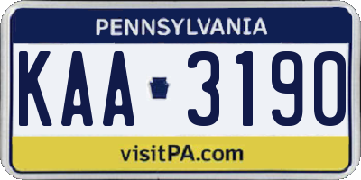 PA license plate KAA3190