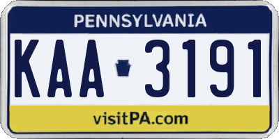 PA license plate KAA3191