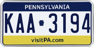 PA license plate KAA3194
