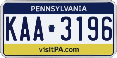 PA license plate KAA3196