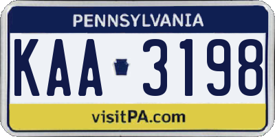 PA license plate KAA3198