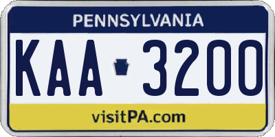 PA license plate KAA3200
