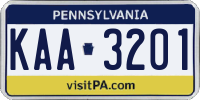 PA license plate KAA3201