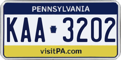 PA license plate KAA3202