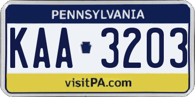 PA license plate KAA3203