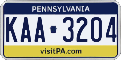 PA license plate KAA3204