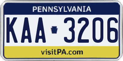 PA license plate KAA3206