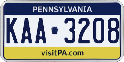 PA license plate KAA3208