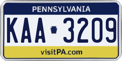PA license plate KAA3209