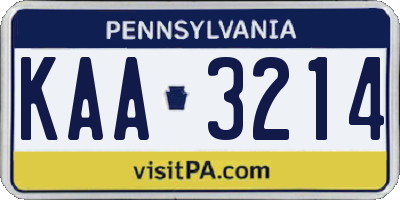 PA license plate KAA3214