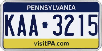 PA license plate KAA3215