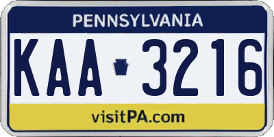 PA license plate KAA3216