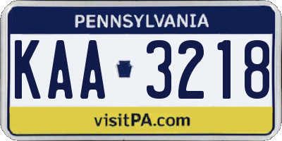 PA license plate KAA3218