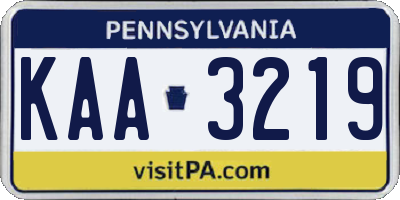 PA license plate KAA3219