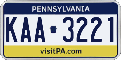 PA license plate KAA3221