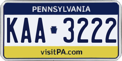 PA license plate KAA3222