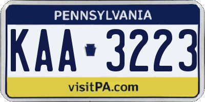 PA license plate KAA3223