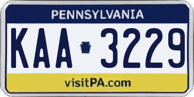 PA license plate KAA3229