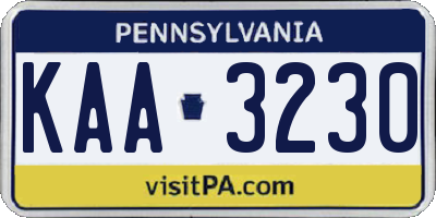 PA license plate KAA3230