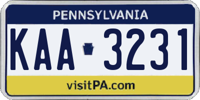 PA license plate KAA3231
