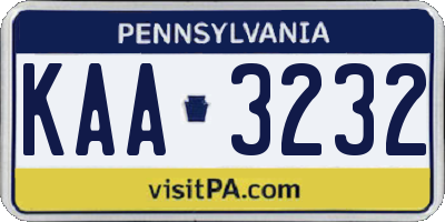 PA license plate KAA3232
