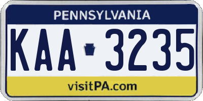 PA license plate KAA3235