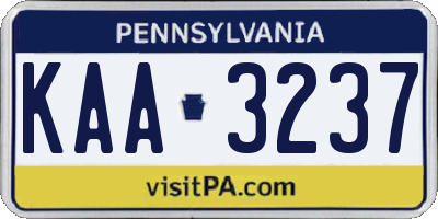 PA license plate KAA3237