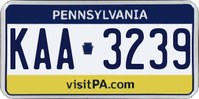 PA license plate KAA3239