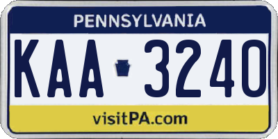 PA license plate KAA3240