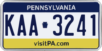 PA license plate KAA3241