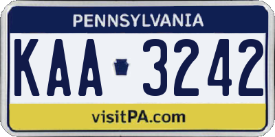 PA license plate KAA3242