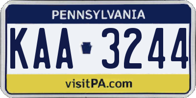 PA license plate KAA3244