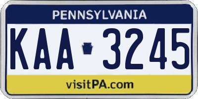 PA license plate KAA3245