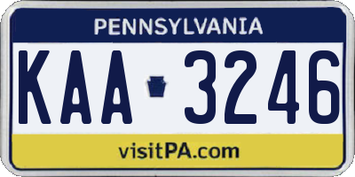 PA license plate KAA3246
