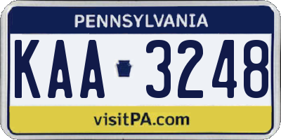 PA license plate KAA3248