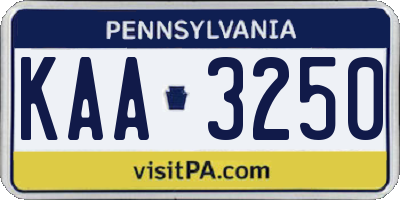 PA license plate KAA3250