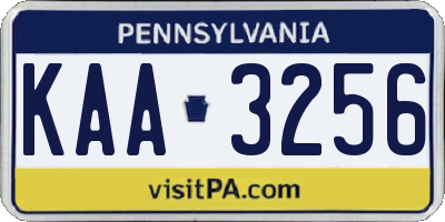PA license plate KAA3256