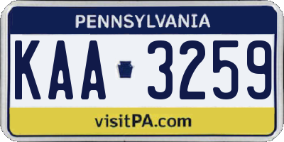 PA license plate KAA3259