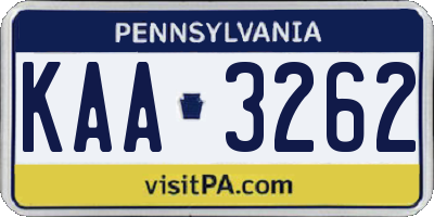 PA license plate KAA3262