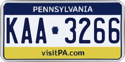 PA license plate KAA3266