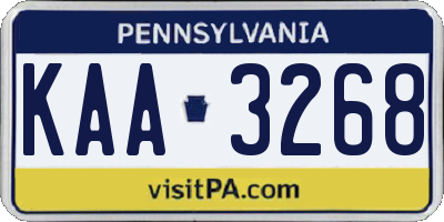 PA license plate KAA3268