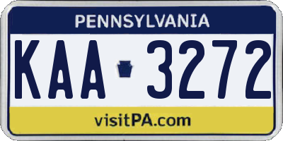 PA license plate KAA3272