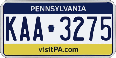 PA license plate KAA3275
